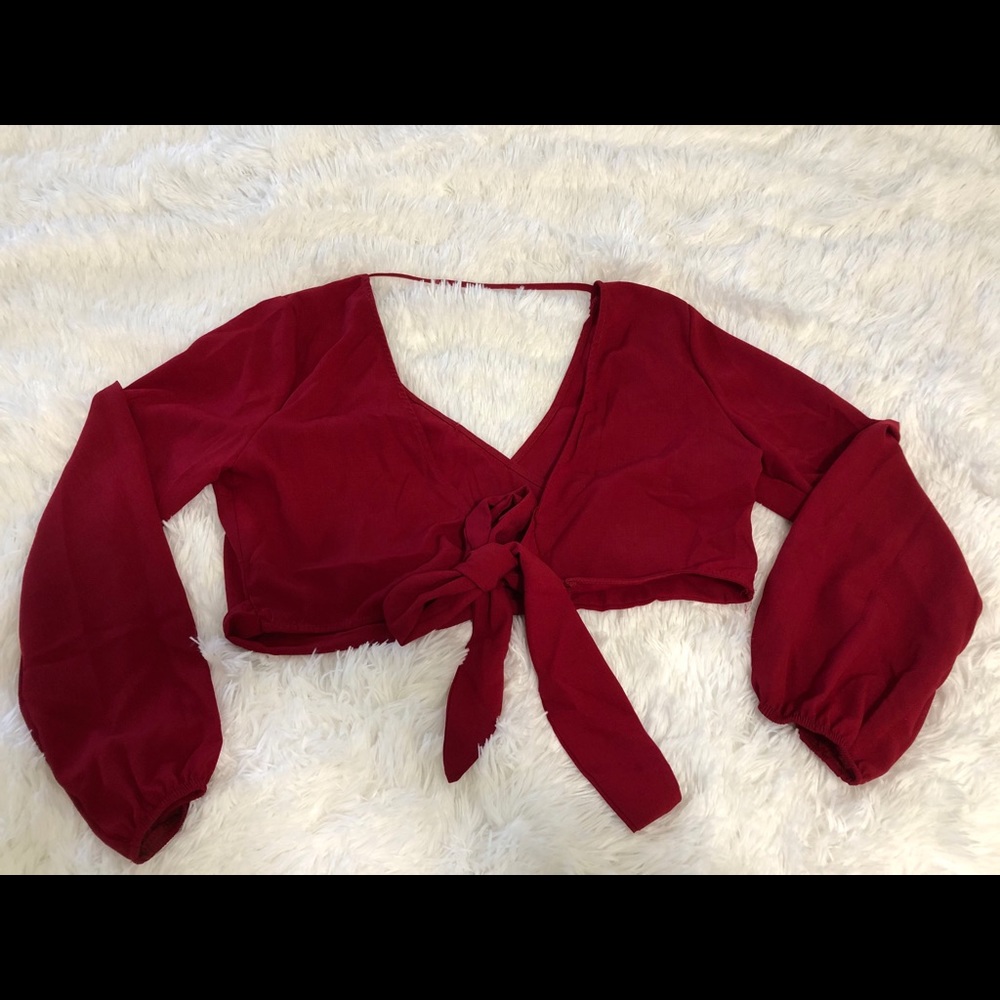 Red long sleeve crop top